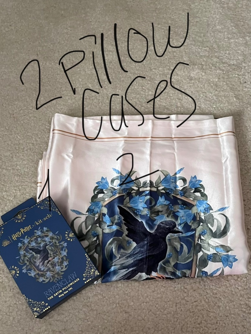 Kitsch x Harry Potter Ravenclaw Satin Pillowcases – Set of 2 – King Size